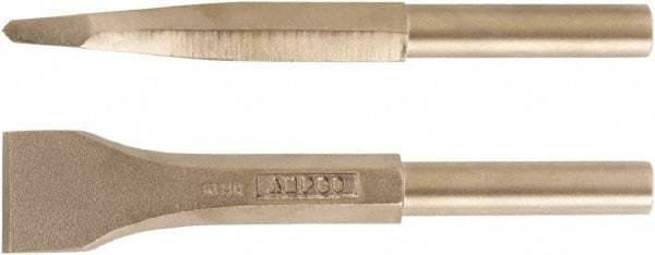 Ampco - 1-1/2" Head Width, 7-3/4" OAL, 3/4" Shank Diam, Scaling Chisel - Round Drive, Round Shank - Americas Tooling