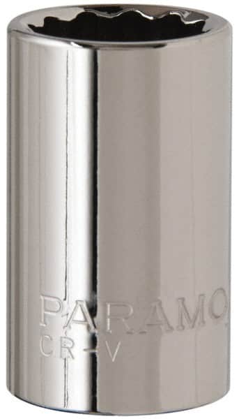 Paramount - 1/2" Drive, Standard Hand Socket - 12 Points, 1-1/2" OAL, Steel, Chrome Finish - Americas Tooling