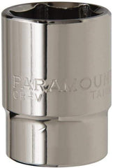 Paramount - 1/2" Drive, Standard Hand Socket - 6 Points, 1-1/2" OAL, Steel, Chrome Finish