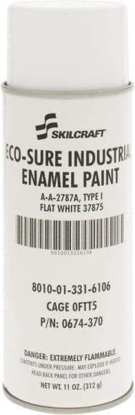 Ability One - White, Flat, Enamel Spray Paint - 8 to 10 Sq Ft per Can, 11 oz Container - Americas Tooling