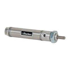 Parker - 1" Stroke x 9/16" Bore Double Acting Air Cylinder - 10-32 Port, 10-32 Rod Thread, 250 Max psi, 14 to 140°F - Americas Tooling