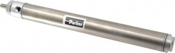 Parker - 8" Stroke x 1-1/16" Bore Double Acting Air Cylinder - 1/8 Port, 5/16-24 Rod Thread, 250 Max psi, 14 to 140°F - Americas Tooling