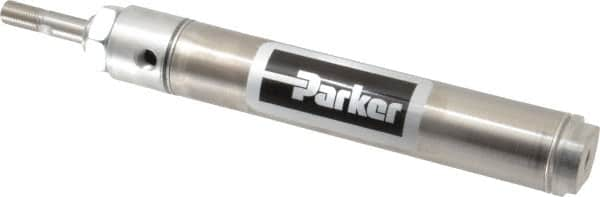 Parker - 5" Stroke x 1-1/4" Bore Double Acting Air Cylinder - 1/8 Port, 7/16-20 Rod Thread, 250 Max psi, 14 to 140°F - Americas Tooling