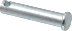 Made in USA - 3/8" Pin Diam, 1-3/4" OAL, Standard Clevis Pin - 5/32" Hole, 1-19/32" Usable Length, Zinc-Plated Steel - Americas Tooling