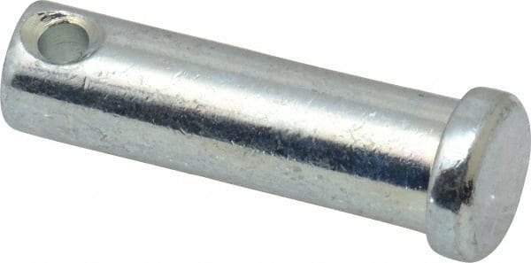 Made in USA - 7/16" Pin Diam, 1-1/2" OAL, Standard Clevis Pin - 5/32" Hole, 1-11/32" Usable Length, Zinc-Plated Steel - Americas Tooling