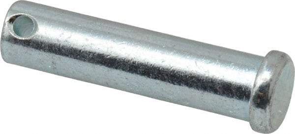 Made in USA - 1/2" Pin Diam, 2" OAL, Standard Clevis Pin - 5/32" Hole, 1-27/32" Usable Length, Zinc-Plated Steel - Americas Tooling