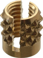 E-Z LOK - M3x0.50 Metric Coarse Brass Flush Press Fit Threaded Insert for Plastic - 3/16" OAL, 0.166" Insert Diam, 5/32" Hole Diam, 5/32" Drill - Americas Tooling