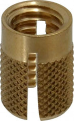 E-Z LOK - 3/8-16 UNC Brass Flush Press Fit Threaded Insert for Plastic - 5/8" OAL, 0.451" Insert Diam, 7/16" Hole Diam, 7/16" Drill - Americas Tooling