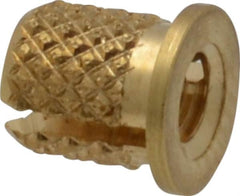 E-Z LOK - #6-32 UNC Brass Flanged Press Fit Threaded Insert for Plastic - 1/4" OAL, 0.199" Insert Diam, 3/16" Hole Diam, 3/16" Drill - Americas Tooling