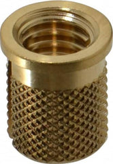 E-Z LOK - 5/16-18 UNC Brass Flanged Press Fit Threaded Insert for Plastic - 9/16" OAL, 0.389" Insert Diam, 0.357" Hole Diam, 3/8" Drill - Americas Tooling