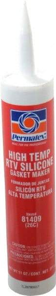 Permatex - 11 oz Cartridge Red RTV Silicone Gasket Sealant - -65 to 600°F Operating Temp, 24 hr Full Cure Time - Americas Tooling