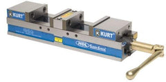 Kurt - 4" Jaw Width, 2-63/64" Jaw Opening Capacity, Horizontal Stationary Machine Vise - Manual Operation, 5,870 Lb Capacity, 1 Station, 17.7" Long x 3.775" High x 1-13/32" Deep, 35.56mm Jaw Height - Americas Tooling