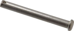 Made in USA - 1/4" Pin Diam, 2-1/4" OAL, Standard Clevis Pin - 3/32" Hole, 2-5/32" Usable Length, Uncoated Stainless Steel - Americas Tooling