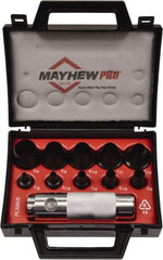 Mayhew - 11 Piece, 1/8 to 3/4", Hollow Punch Set - Round Shank, Alloy Steel, Comes in Plastic Case - Americas Tooling