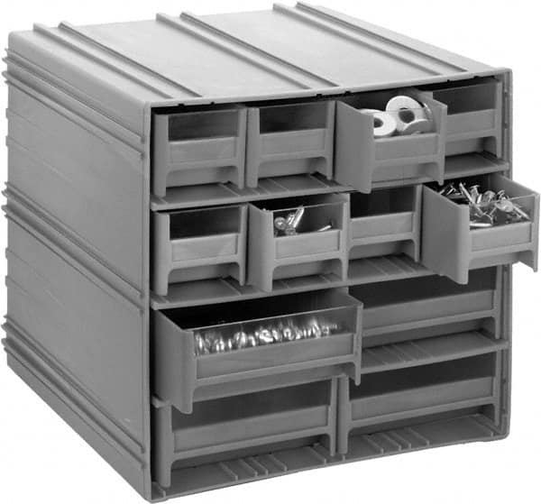 Quantum Storage - 128 Bin, Small Parts Interlocking Storage Cabinet Stand - 8" Deep x 23-5/8" Wide x 52" High - Americas Tooling