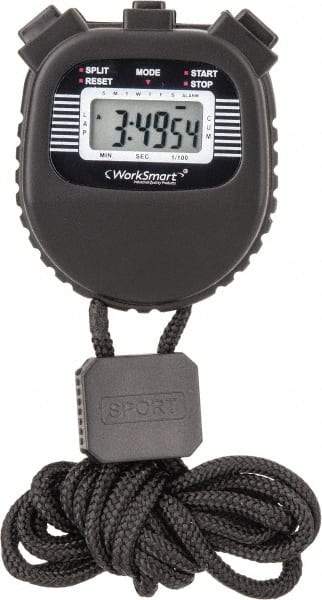 Value Collection - LCD Digital Stopwatch - 3 Functions, 1/100 Sec Resolution, Black - Americas Tooling