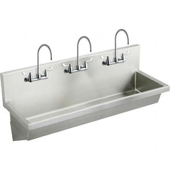 ELKAY - Stainless Steel Sinks Type: (3) Person Wash-Station w/Manual Faucet Outside Length: 72 (Inch) - Americas Tooling