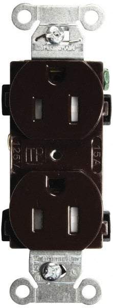 Hubbell Wiring Device-Kellems - 125 VAC, 15 Amp, 5-15R NEMA Configuration, Brown, Specification Grade, Self Grounding Duplex Receptacle - 1 Phase, 2 Poles, 3 Wire, Flush Mount, Tamper Resistant - Americas Tooling