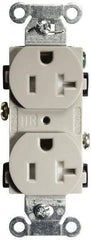 Hubbell Wiring Device-Kellems - 125 VAC, 20 Amp, 5-20R NEMA Configuration, Gray, Specification Grade, Self Grounding Duplex Receptacle - 1 Phase, 2 Poles, 3 Wire, Flush Mount, Tamper Resistant - Americas Tooling