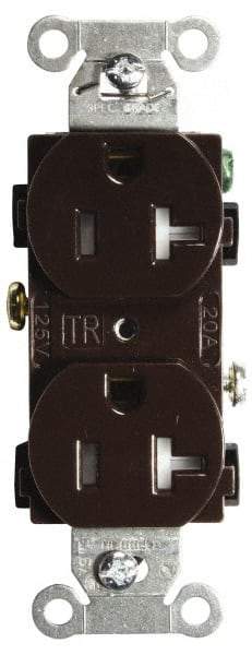 Hubbell Wiring Device-Kellems - 125 VAC, 20 Amp, 5-20R NEMA Configuration, Brown, Specification Grade, Self Grounding Duplex Receptacle - 1 Phase, 2 Poles, 3 Wire, Flush Mount, Tamper Resistant - Americas Tooling