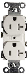 Hubbell Wiring Device-Kellems - 125 VAC, 20 Amp, 5-20R NEMA Configuration, White, Specification Grade, Self Grounding Duplex Receptacle - 1 Phase, 2 Poles, 3 Wire, Flush Mount, Tamper Resistant - Americas Tooling