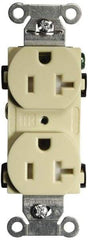 Hubbell Wiring Device-Kellems - 125 VAC, 20 Amp, 5-20R NEMA Configuration, Ivory, Specification Grade, Self Grounding Duplex Receptacle - 1 Phase, 2 Poles, 3 Wire, Flush Mount, Tamper Resistant - Americas Tooling