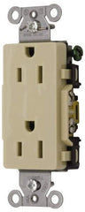 Hubbell Wiring Device-Kellems - 125 VAC, 15 Amp, 5-15R NEMA Configuration, Ivory, Specification Grade, Self Grounding Duplex Receptacle - 1 Phase, 2 Poles, 3 Wire, Flush Mount - Americas Tooling