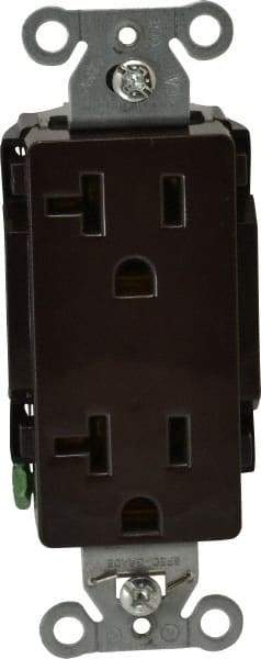 Hubbell Wiring Device-Kellems - 125 VAC, 20 Amp, 5-20R NEMA Configuration, Brown, Specification Grade, Self Grounding Duplex Receptacle - 1 Phase, 2 Poles, 3 Wire, Flush Mount - Americas Tooling