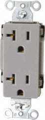 Hubbell Wiring Device-Kellems - 125 VAC, 20 Amp, 5-20R NEMA Configuration, Gray, Specification Grade, Self Grounding Duplex Receptacle - 1 Phase, 2 Poles, 3 Wire, Flush Mount - Americas Tooling