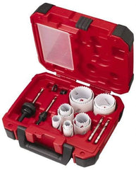 Milwaukee Tool - 15 Piece, 3/4" to 2-1/2" Saw Diam, General Purpose Hole Saw Kit - Bi-Metal, Toothed Edge, Pilot Drill Model No. 49-56-8010, Includes 11 Hole Saws - Americas Tooling