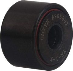 Accurate Bushing - 1-1/4" Bore, 4" Roller Diam x 2-1/4" Roller Width, Carbon Steel Yoke Cam Follower - 35,980 Lb Dynamic Load Capacity, 2-5/16" Overall Width - Americas Tooling