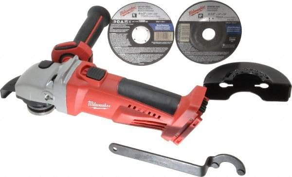 Milwaukee Tool - 4-1/2" Wheel Diam, 8,000 RPM, Cordless Cutoff & Cutoff-Grinder Tool - Right Angle Handle - Americas Tooling