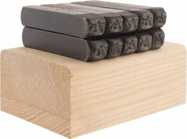 Made in USA - 10 Piece, 1/4" Character Steel Stamp Set - Double Digit Figures, Double Digits - Americas Tooling