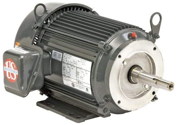 US Motors - 1.5 hp, TEFC Enclosure, No Thermal Protection, 1,740 RPM, 230/460 Volt, 60 Hz, Three Phase Premium Efficient Motor - Size 145 Frame, Rigid Mount, 1 Speed, Ball Bearings, 4.2/2.1 Full Load Amps, F Class Insulation, Reversible - Americas Tooling