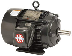 US Motors - 5 hp, TEFC Enclosure, No Thermal Protection, 1,185 RPM, 460 Volt, 60 Hz, Three Phase Energy Efficient Motor - Size 254 Frame, Rigid Mount, 2 Speed, Ball Bearings, 6.7 Full Load Amps, F Class Insulation, Reversible - Americas Tooling