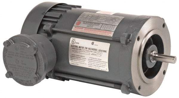 US Motors - 1 hp, TEFC Enclosure, No Thermal Protection, 3,505 RPM, 208-230/460 Volt, 60 Hz, Three Phase Standard Efficient Motor - Size 56C Frame, C-Face Mount, 1 Speed, Ball Bearings, 3-3/1.5 Full Load Amps, F Class Insulation, Reversible - Americas Tooling