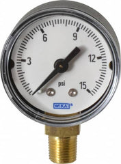 Wika - 1-1/2" Dial, 1/8 Thread, 0-15 Scale Range, Pressure Gauge - Lower Connection Mount, Accurate to 3-2-3% of Scale - Americas Tooling