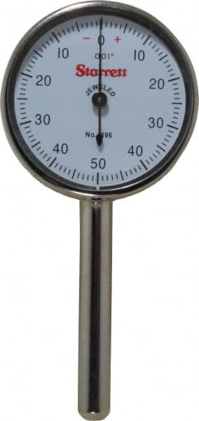 Starrett - 0.2" Range, 0-50-0 Dial Reading, 0.001" Graduation Dial Drop Indicator - 1-7/16" Dial - Americas Tooling