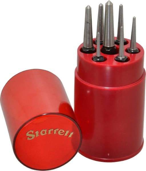 Starrett - 7 Piece, 1/16 to 1/4", Center Punch Set - Square Shank, Comes in Round Plastic Container - Americas Tooling