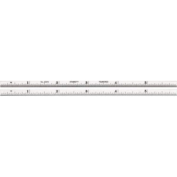 Starrett - 6" Long, 1/64, 1/32" Graduation, Rigid Spring Steel Rule - Americas Tooling