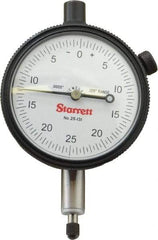 Starrett - 1/8" Range, 0-25-0 Dial Reading, 0.0005" Graduation Dial Drop Indicator - 2-1/4" Dial, 0.05" Range per Revolution, Revolution Counter - Americas Tooling