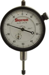 Starrett - 1/2" Range, 0-50-0 Dial Reading, 0.001" Graduation Dial Drop Indicator - 2-1/4" Dial, 0.1" Range per Revolution, Revolution Counter - Americas Tooling