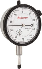 Starrett - 1/2" Range, 0-100 Dial Reading, 0.001" Graduation Dial Drop Indicator - 2-1/4" Dial, 0.1" Range per Revolution, Revolution Counter - Americas Tooling