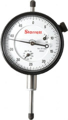 Starrett - 1" Range, 0-50 Dial Reading, 0.0005" Graduation Dial Drop Indicator - 2-1/4" Dial, 0.05" Range per Revolution, Revolution Counter - Americas Tooling