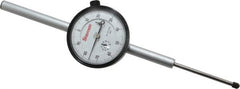 Starrett - 2" Range, 0-100 Dial Reading, 0.001" Graduation Dial Drop Indicator - 2-1/4" Dial, 0.1" Range per Revolution, Revolution Counter - Americas Tooling