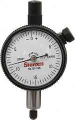 Starrett - 0.075" Range, 0-15-0 Dial Reading, 0.0005" Graduation Dial Drop Indicator - 1-11/16" Dial, 0.03" Range per Revolution, Revolution Counter - Americas Tooling