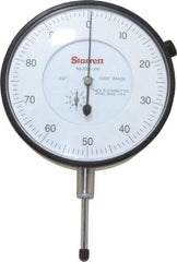 Starrett - 1" Range, 0-100 Dial Reading, 0.001" Graduation Dial Drop Indicator - 3-5/8" Dial, 0.1" Range per Revolution - Americas Tooling