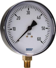 Wika - 4" Dial, 1/4 Thread, 0-60 Scale Range, Pressure Gauge - Lower Connection Mount, Accurate to 3-2-3% of Scale - Americas Tooling