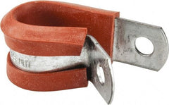 Made in USA - 1/2" Pipe, 1/2" Rod, Cushion Clamp - Gray & Red, Galvanized Steel & Silcone Cushion - Americas Tooling