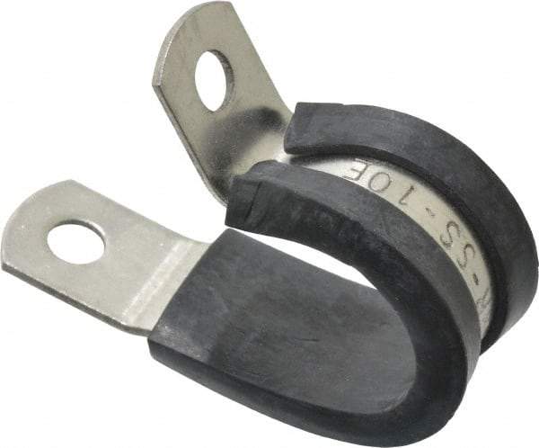 Made in USA - 5/8" Pipe, 5/8" Rod, Cushion Clamp - Gray & Black, Grade 304 Stainless Steel & EPDM Cushion - Americas Tooling